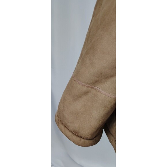 VTG Big Chill Coat Women Zip Up 1X Brown Hooded Suede Winter Faux Fur Jacket - Picture 6 of 11